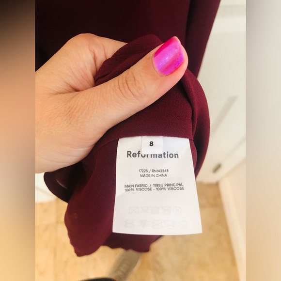 REFORMATION MAROON RED DRESS RUFFLE STRAP SIZE US 8 - Picture 6 of 8